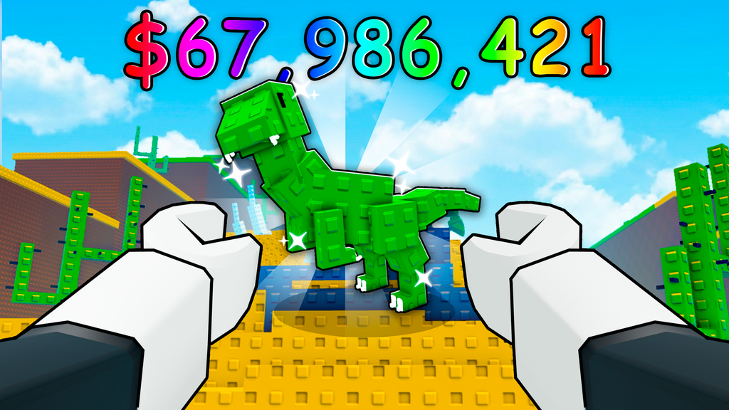 Climb HILL for Animals! game artwork with a green dinosaur on a block-built hill